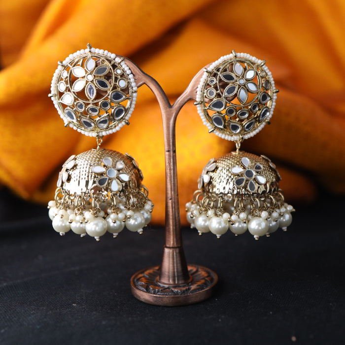 Trendy pearl jumka earrings with tikka 124665