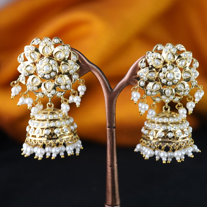 Heritage gold plated pearl jumka earrings 1246721