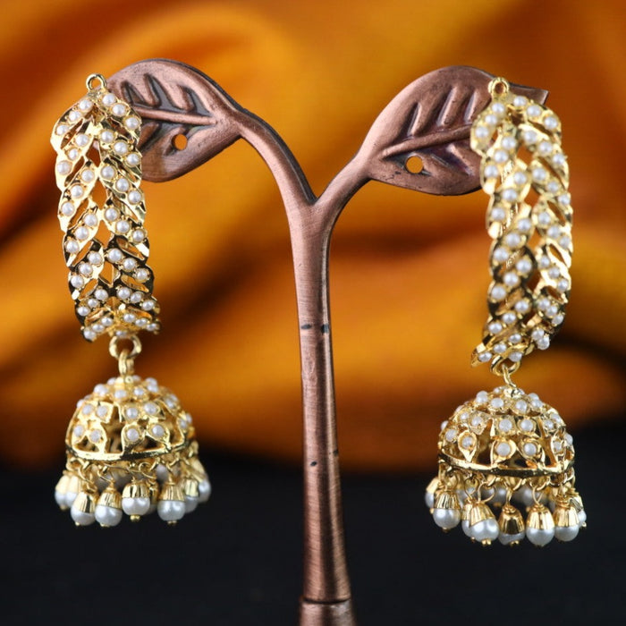 Heritage gold plated pearl  hoop jumka earrings 1246722