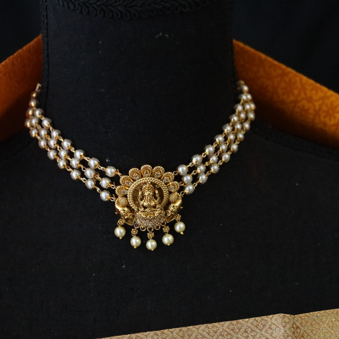 Antique pearl choker necklace with earrings 14878