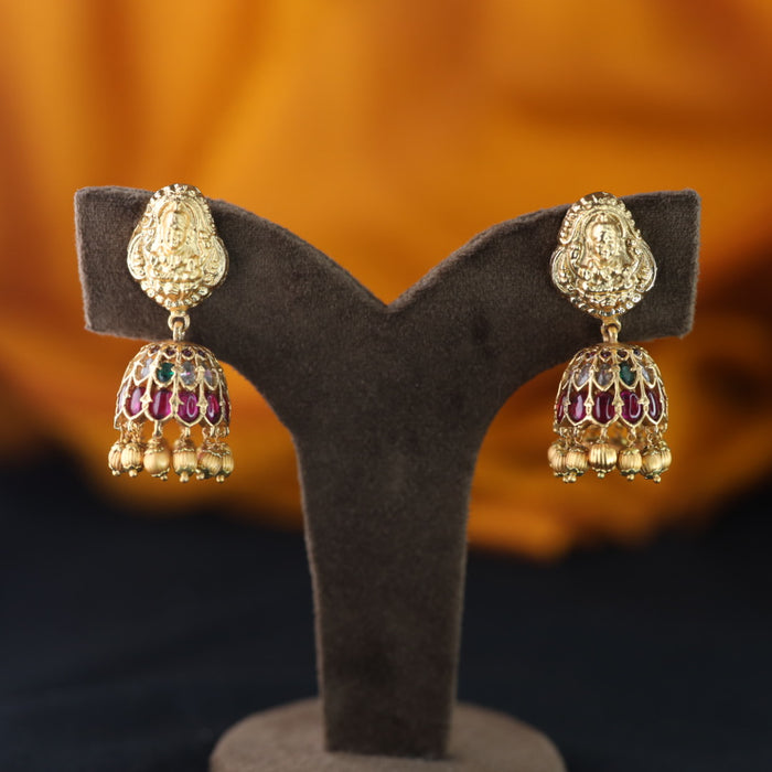 Antique Ruby stone temple jumka earrings 12432