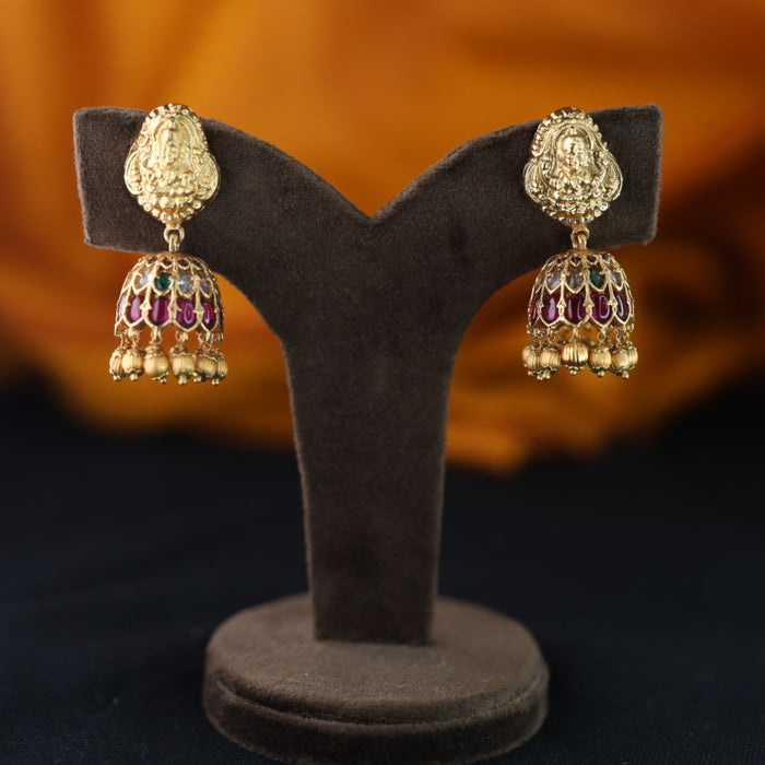 Antique Ruby stone temple jumka earrings 12432