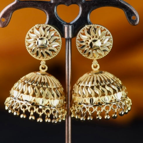 Heritage gold plated jumka earrings 1246744