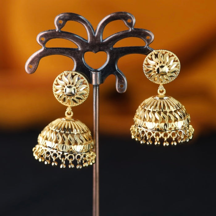 Heritage gold plated jumka earrings 1246744