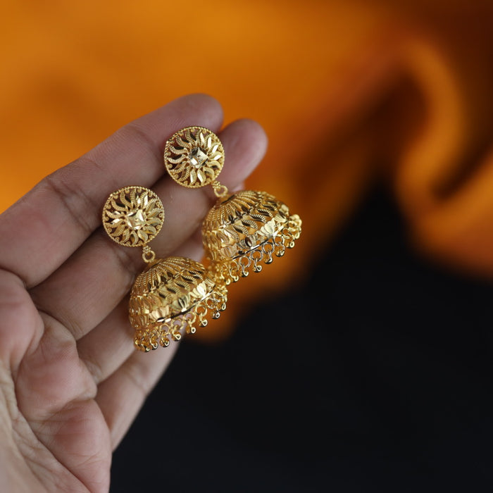 Heritage gold plated jumka earrings 1246744