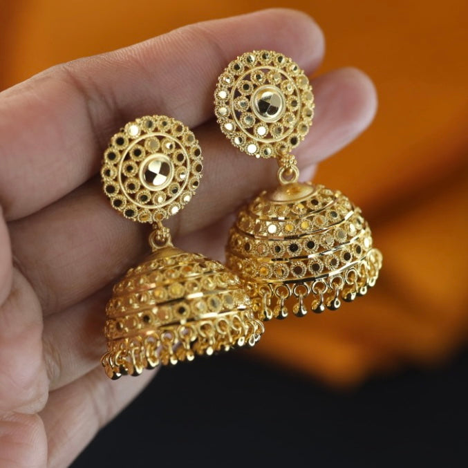 Heritage gold plated jumka earrings 1246745