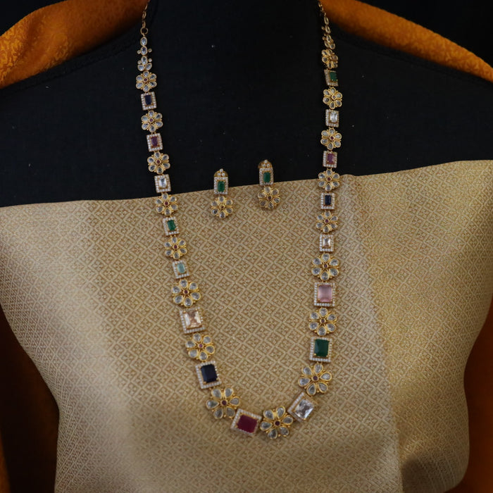 Antique multi stone long necklace with earrings 148819
