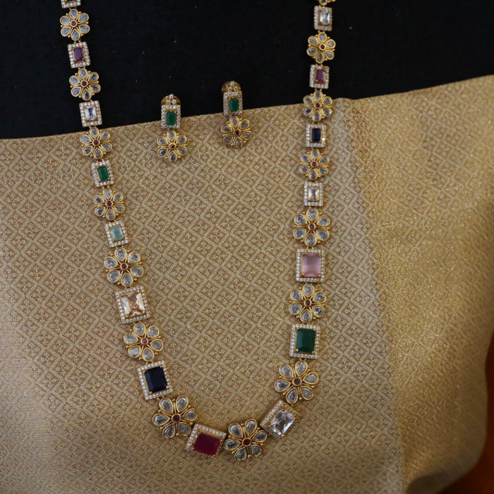 Antique multi stone long necklace with earrings 148819