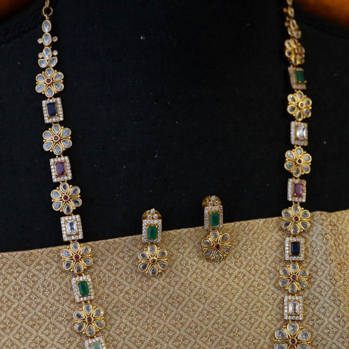 Antique multi stone long necklace with earrings 148819