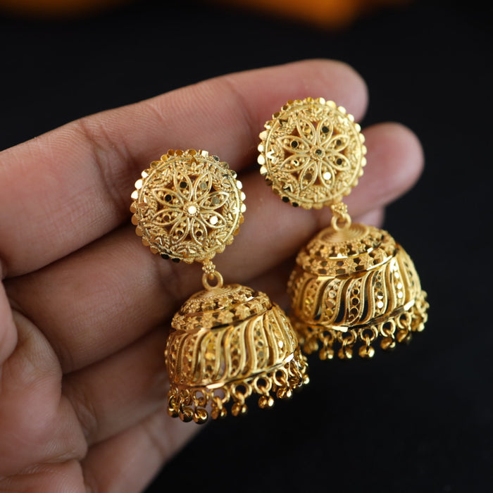 Heritage gold plated jumka earrings 1246746