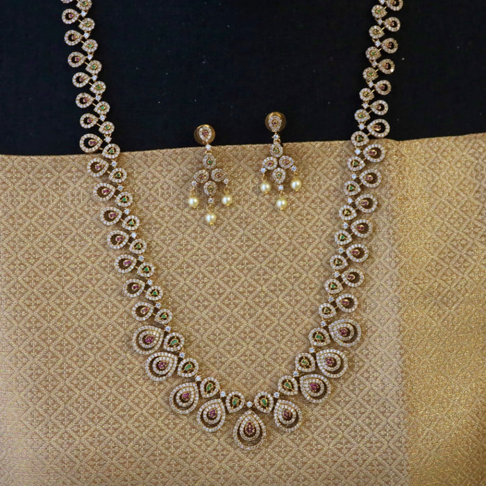 Antique stone long necklace with earrings / waistchain 148819