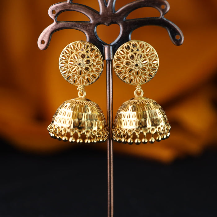 Heritage gold plated jumka earrings 1246747