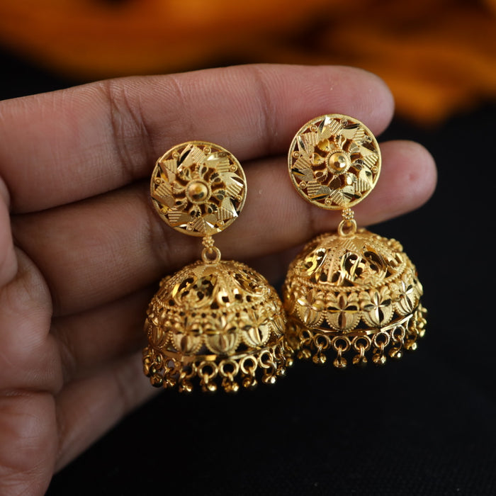 Heritage gold plated jumka earrings 1246748