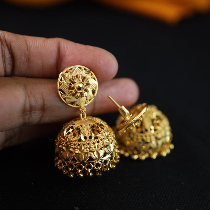 Heritage gold plated jumka earrings 1246748