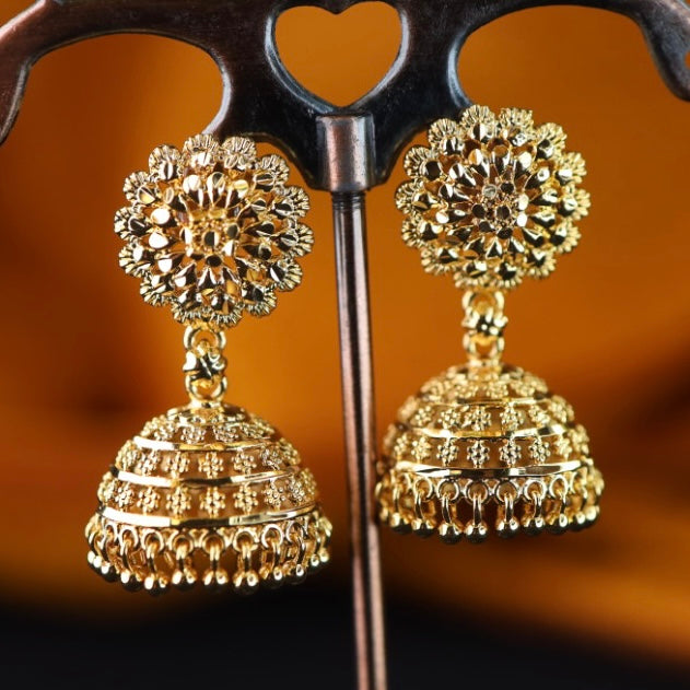 Heritage gold plated jumka earrings 1246749