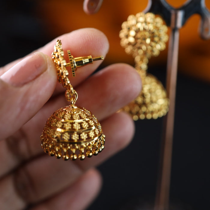 Heritage gold plated jumka earrings 1246749