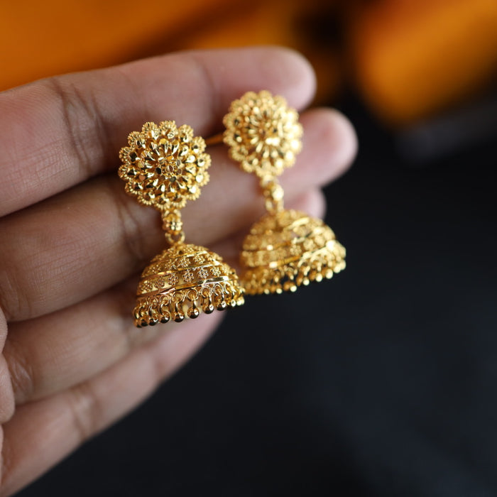 Heritage gold plated jumka earrings 1246749