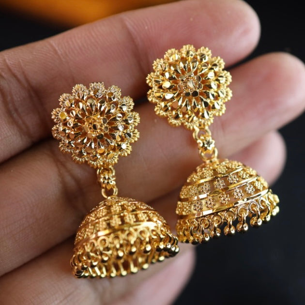 Heritage gold plated jumka earrings 1246749