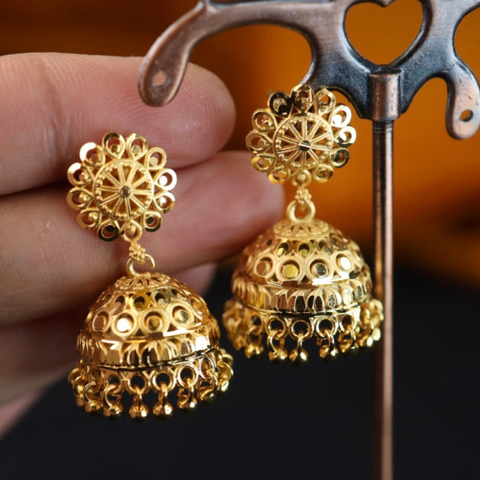 Heritage gold plated jumka earrings 1246750