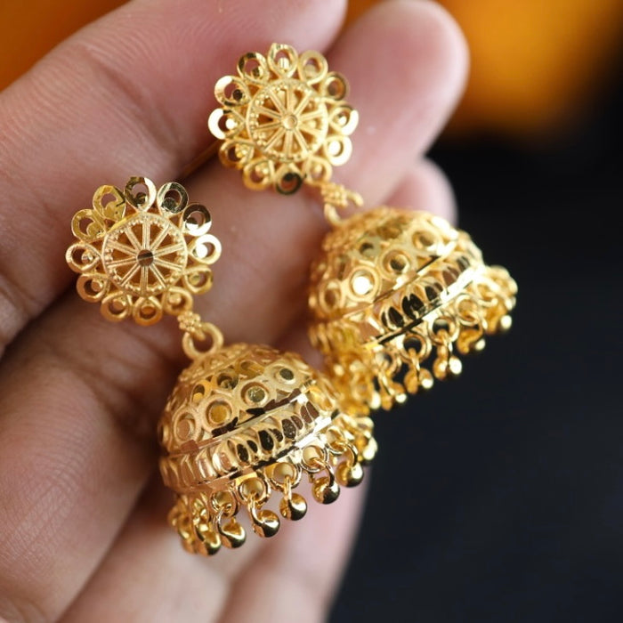 Heritage gold plated jumka earrings 1246750