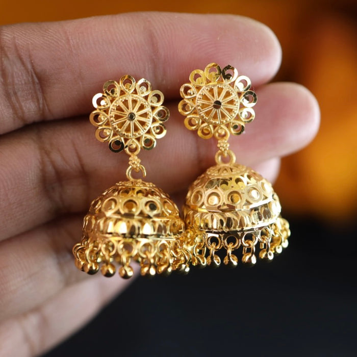 Heritage gold plated jumka earrings 1246750