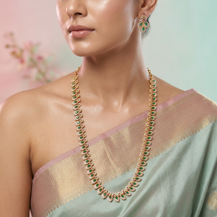 Antique multi stone long necklace and earrings LL03021