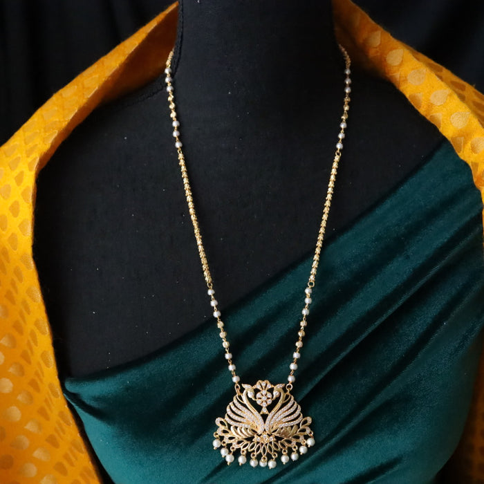 Heritage gold plated padakam long pearl chain 165681