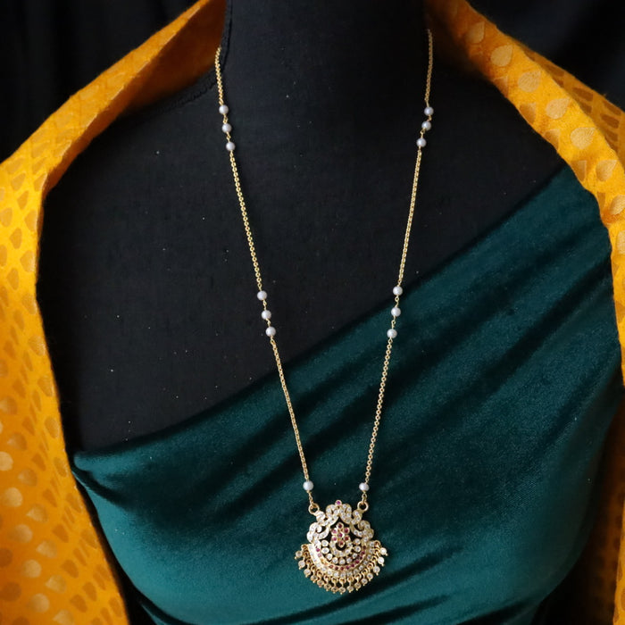 Heritage gold plated padakam long pearl chain 165680