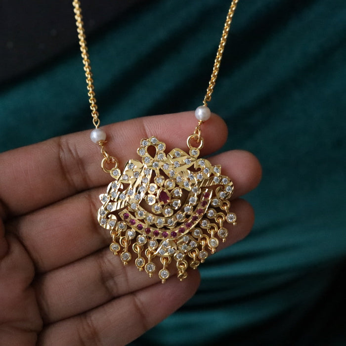 Heritage gold plated padakam long pearl chain 1656333