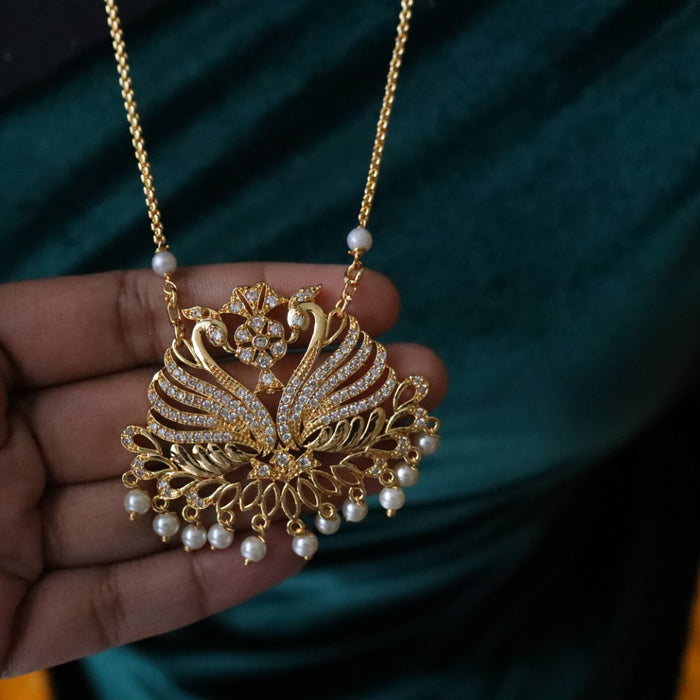 Heritage gold plated padakam long pearl chain 165678
