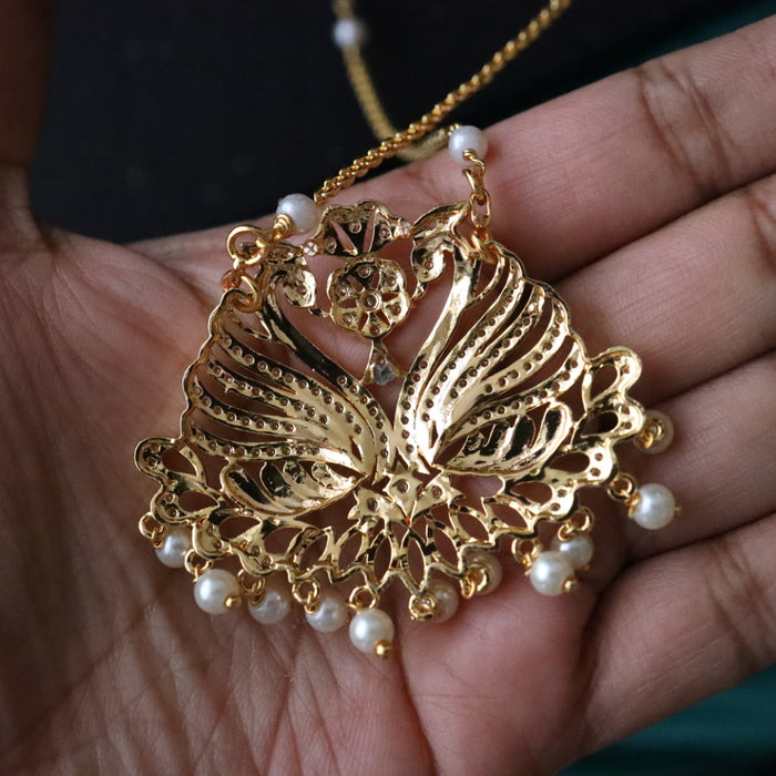Heritage gold plated padakam long pearl chain 165678