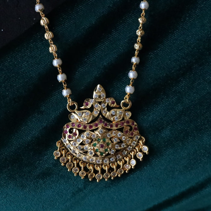 Heritage gold plated padakam long pearl chain 165677