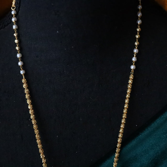 Heritage gold plated padakam long pearl chain 165677