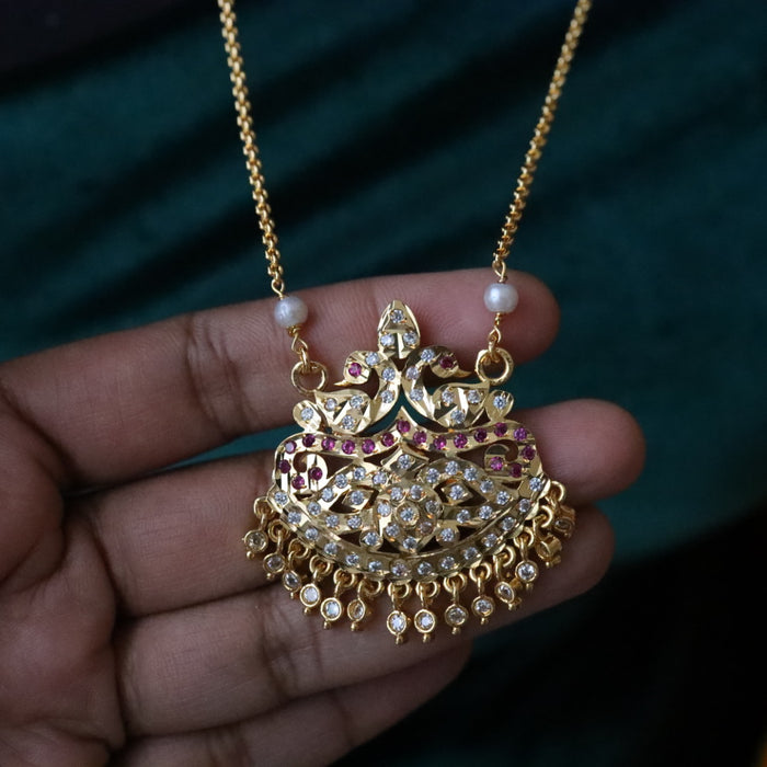 Heritage gold plated padakam long pearl chain 165675