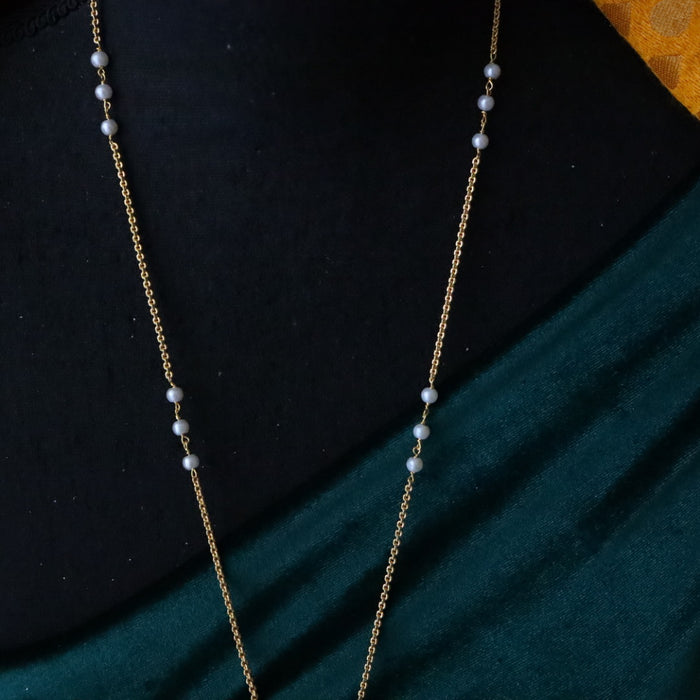 Heritage gold plated padakam long pearl chain 165674