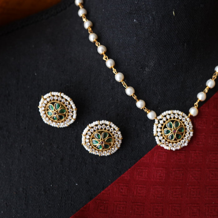 Padmini pearl choker necklace with earrings 165541