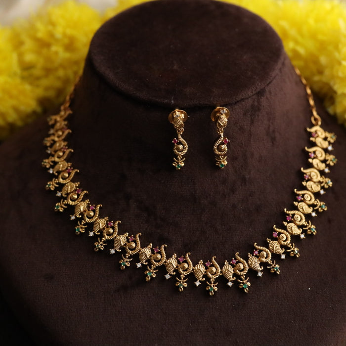 Antique short necklace with earrings 1488104