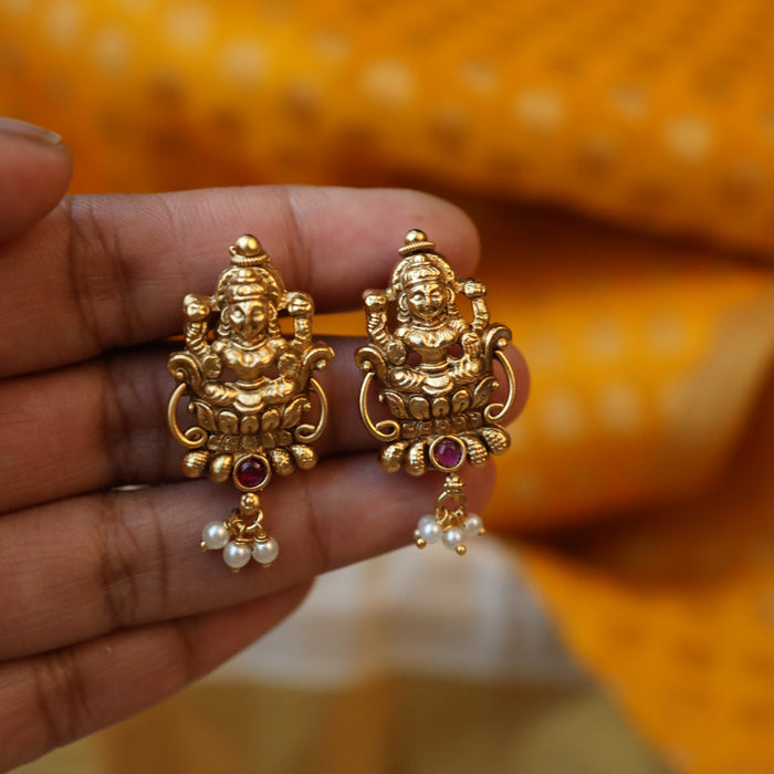 Antique gold temple studd earrings AS444