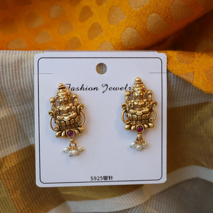 Antique gold temple studd earrings AS444