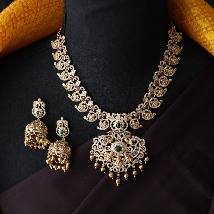 Heera white Kundan stone and pearls necklace with earrings and tikka 1763222