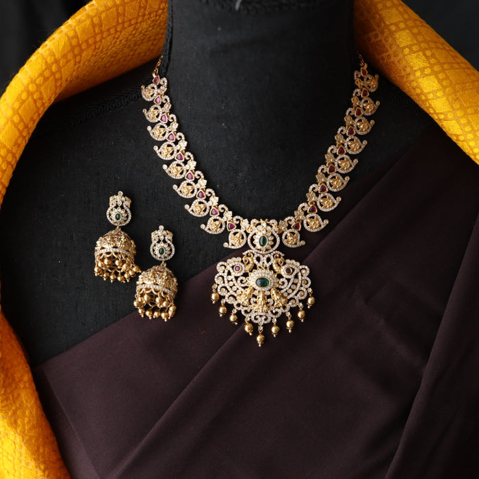 Heera white Kundan stone and pearls necklace with earrings and tikka 1763222