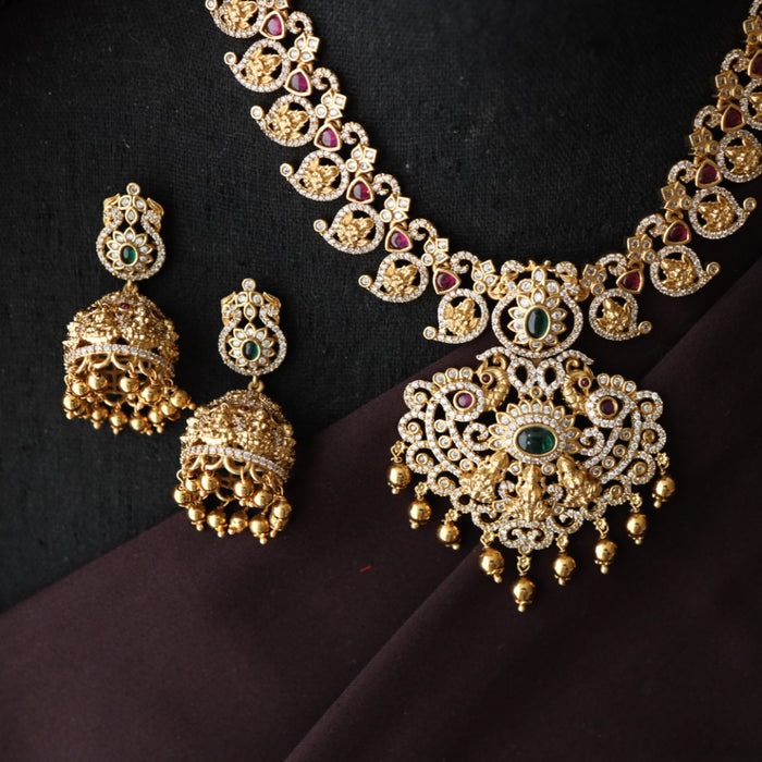 Heera white Kundan stone and pearls necklace with earrings and tikka S1B223