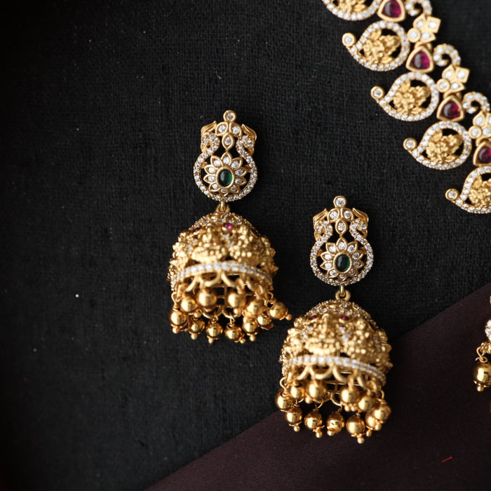 Heera white Kundan stone and pearls necklace with earrings and tikka 1763222