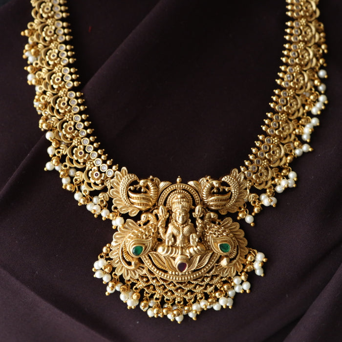 Antique temple design long necklace with earrings 988921