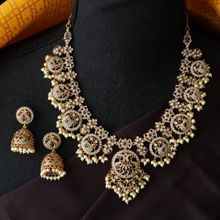 Antique short necklace with earrings 988922