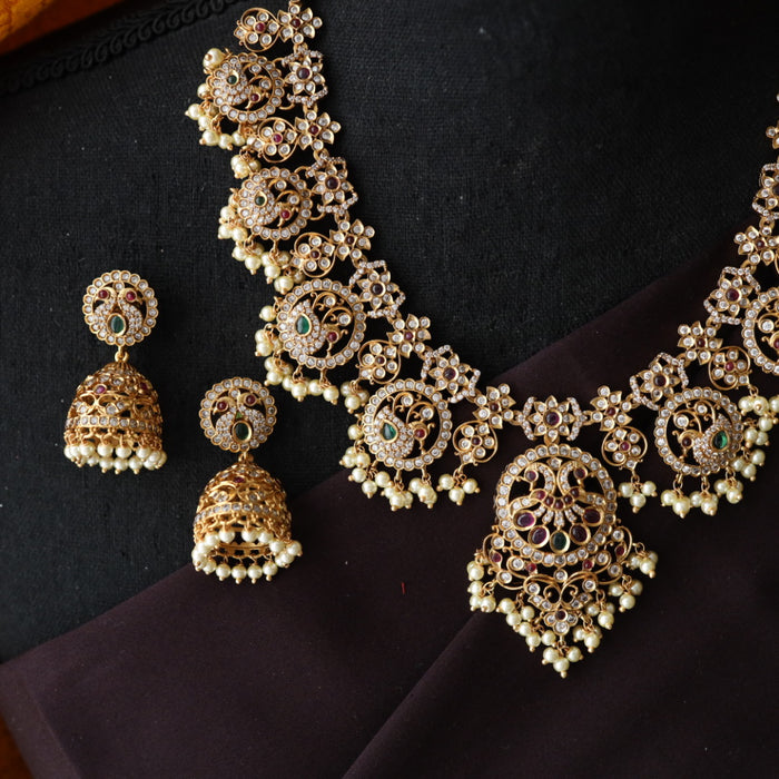 Antique short necklace with earrings 988922