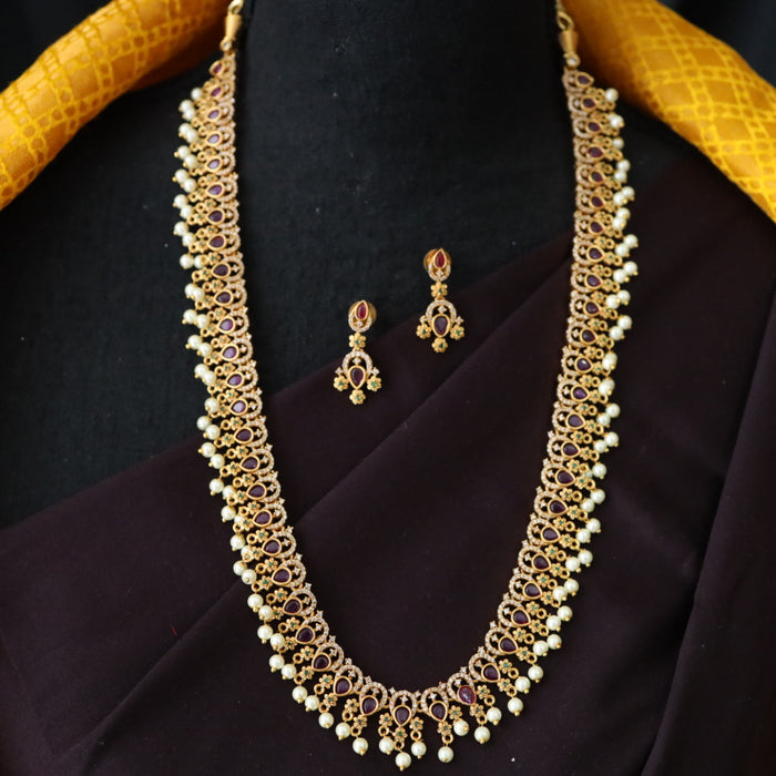 Antique long necklace with earrings/ waistchain 988822