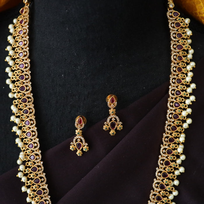 Antique long necklace with earrings/ waistchain 988822