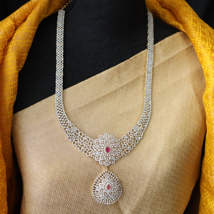 Cz stone long necklace with earrings 9888111