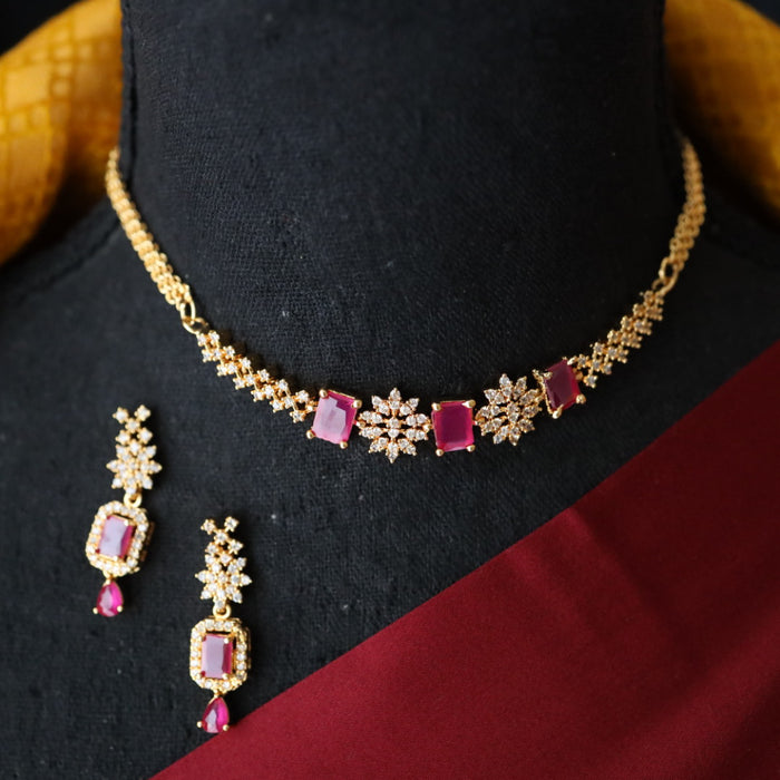 Heritage gold plated choker necklace with earrings TTH1001